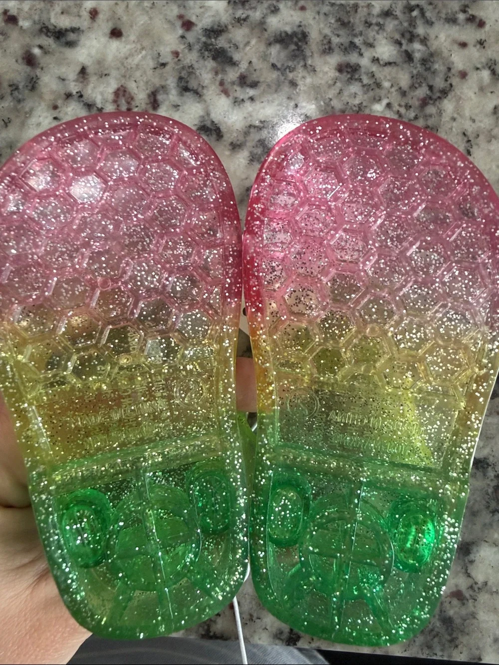 The Children's Place Kids' Glitter Jelly Sandals - Pink, Yellow, Green